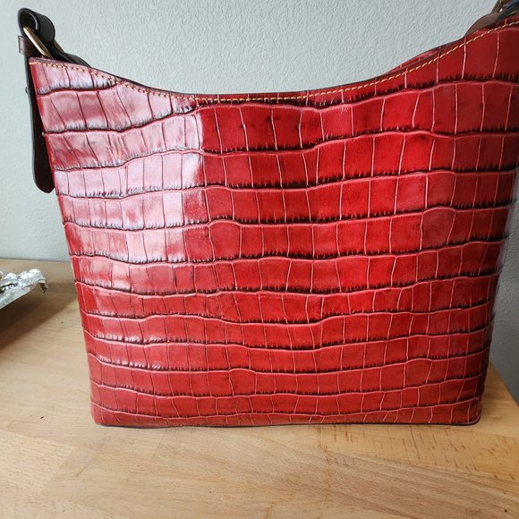 Dooney & Bourke Red Croc-Embossed Hobo Bag - Picture 2 of 4